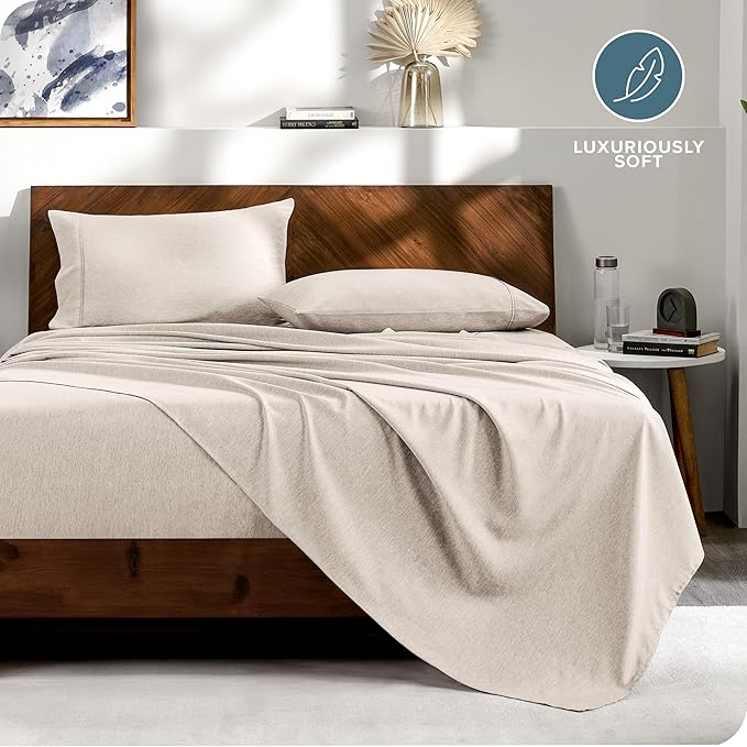 Bare Home Bed-in-A-Bag 7 Piece Comforter & Sheet Set - Full - Goose Down Alternative - Ultra-Soft 1800 Premium - Bed Set - Cationic (Full, Heathered Pebble)