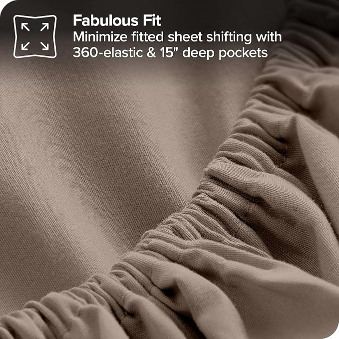 Bare Home Bed-in-A-Bag 7 Piece Comforter & Sheet Set - Full - Goose Down Alternative - Ultra-Soft 1800 Premium - Bedding Set (Full, Taupe/Taupe)