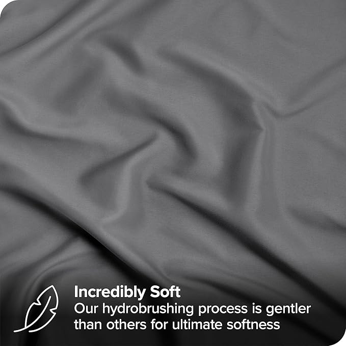 Bare Home Bed-in-A-Bag 7 Piece Comforter & Sheet Set - Queen - Goose Down Alternative - Ultra-Soft 1800 Premium - Bedding Set (Queen, Grey/Grey)