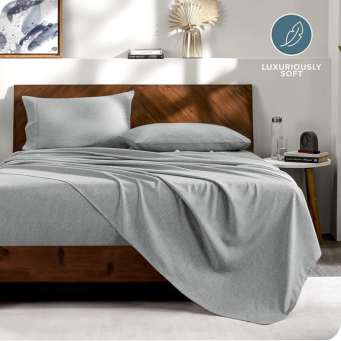 Bare Home Bed-in-A-Bag 7 Piece Comforter & Sheet Set - Full - Goose Down Alternative - Ultra-Soft 1800 Premium Bedding Set - Cationic (Full, Heathered Pewter)