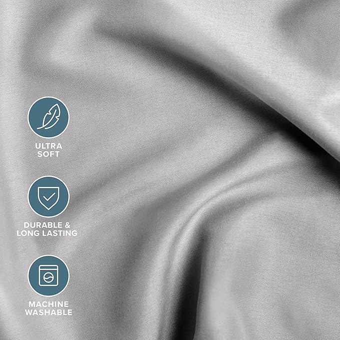 Bare Home Bed-in-A-Bag Comforter & Sheet Set - Twin XL - Goose Down Alternative - Ultra-Soft 1800 Premium Bed Set (Twin XL, Light Grey/Light Grey)