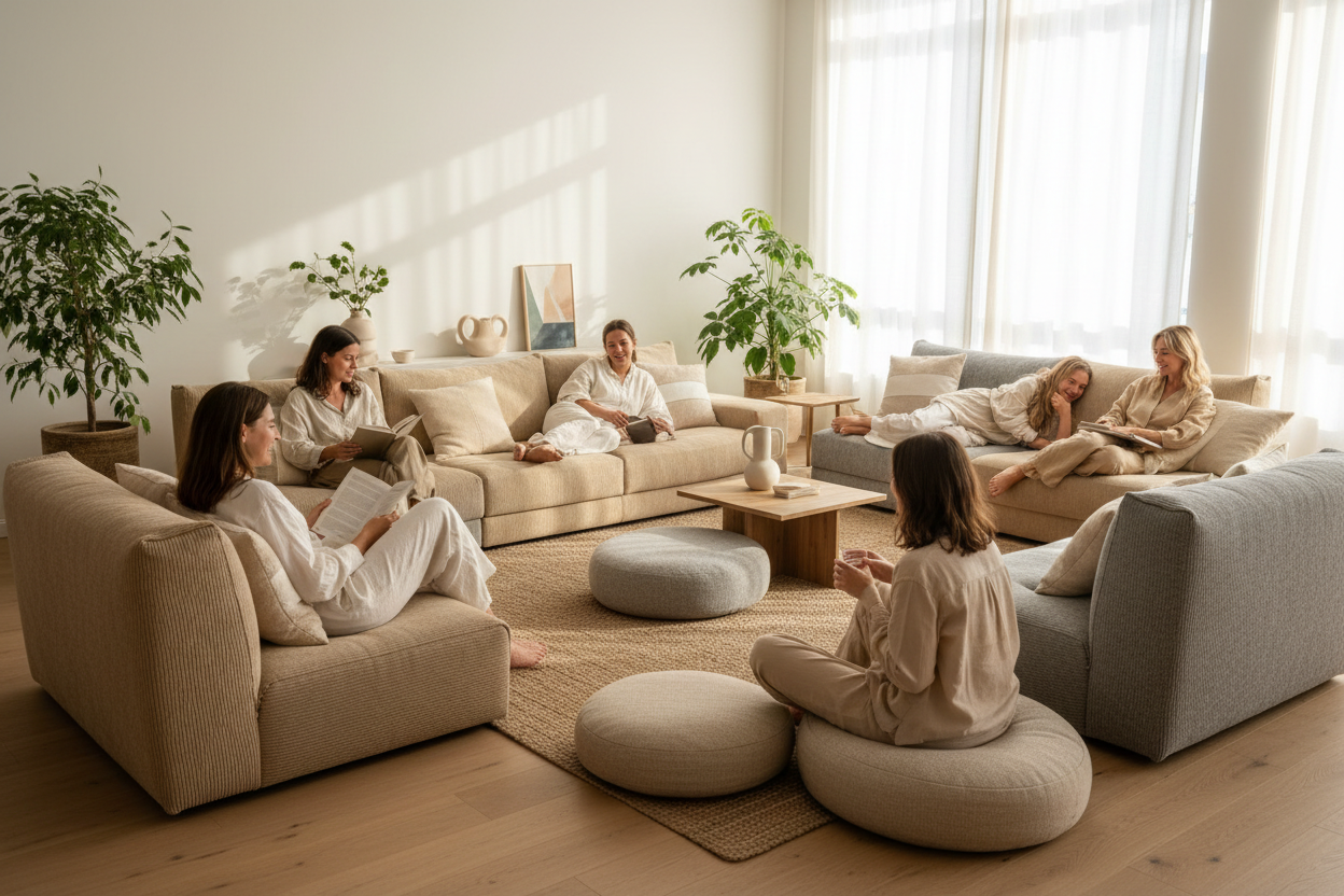 Soft, stylish low seating made for lounging, gathering, and slowing down real image